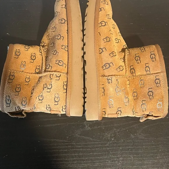 UGG Classic Logo chestnut Brown Mini Boots Sz 6 - Picture 3 of 11